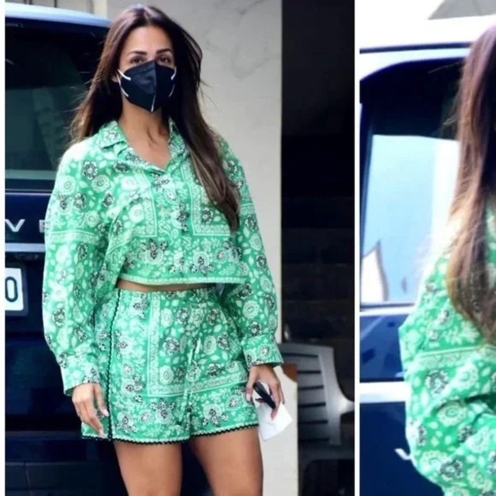 Zara kelly green paisley shorts XS summer festival - Picture 8 of 9